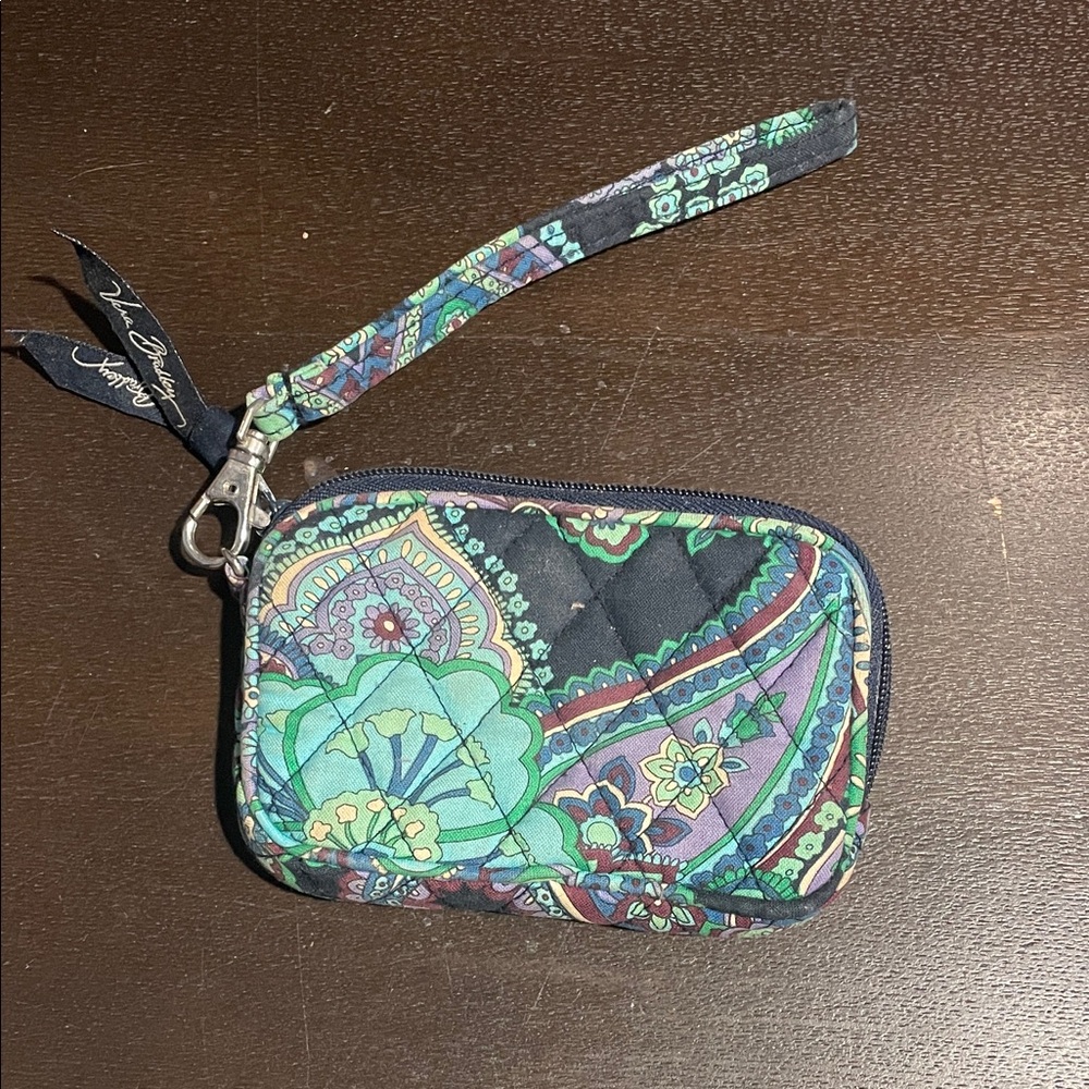 Vera Bradley Black and Green Patterned Wristlet